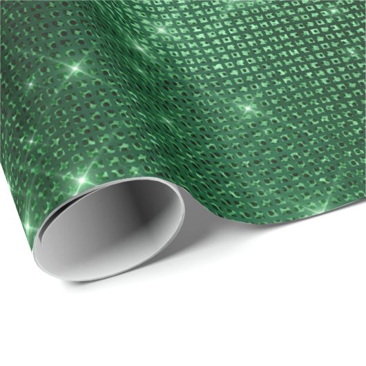Eleganter moderner, mädchenhafter grüner Glitzer Geschenkpapier (Rolleneckpunkt)