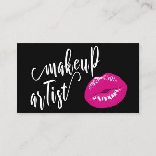 Eleganter moderner magenta-rosa Lippen-Make-up-Kün Visitenkarte