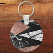Eleganter moderner Marmor, Rose Gold und Schwarzes Schlüsselanhänger (Vorderseite)