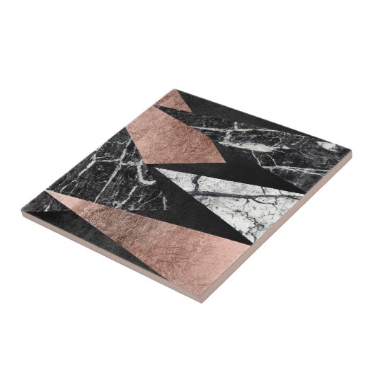 Eleganter moderner Marmor, Rosen-Gold u. schwarzes Fliese (Seite)