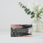 Eleganter moderner Marmor, Rosen-Gold u. schwarzes Visitenkarte (Stehend Vorderseite)