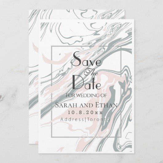 Eleganter moderner Marmor Save The Date (Vorne/Hinten)