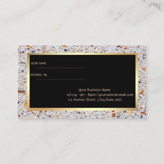 Eleganter, moderner Marmorstein,Frame-Referenzkart Empfehlungskarte (Rückseite)