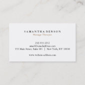 Eleganter moderner Massagetherapeut Visitenkarte (Rückseite)