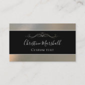 Eleganter moderner Metallic Black & Silver Custom Visitenkarte (Vorderseite)