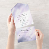 Eleganter, moderner Metallic Lila All In One Einladung (Abreißen)