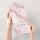 Eleganter moderner Metallic Rosa Weißer einfacher All In One Einladung (Abreißtisch)