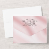 Eleganter moderner Metallic Rosa Weißer einfacher All In One Einladung (Rückseite)