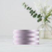 Eleganter, moderner Metallischer Lila Tint Streife Visitenkarte (Stehend Vorderseite)