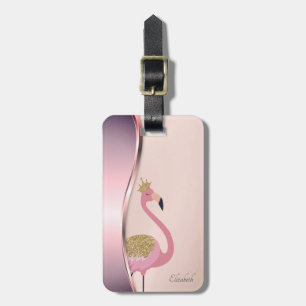 Eleganter Moderner Metallischer Rosa Flamingo Gepäckanhänger