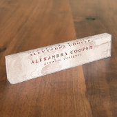 Eleganter moderner Minimal-Coper-Rose-Goldmarmor Namensplakette (Seite)