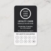 Eleganter moderner Minimal-Logo Schwarz-Weiß-Kunde Treuekarte (Vorderseite)