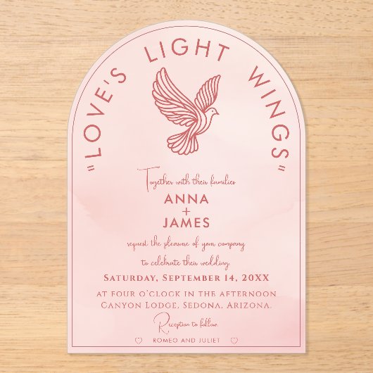 Eleganter moderner Minimal Romeo und Julia Zitat R Acryleinladungen (Vorderseite)