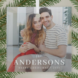 Eleganter moderner Minimal | Weihnachts-Couple-Fot Ornament Aus Glas