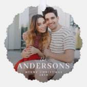 Eleganter moderner Minimal | Weihnachts-Couple-Fot Ornament Karte (Vorderseite)