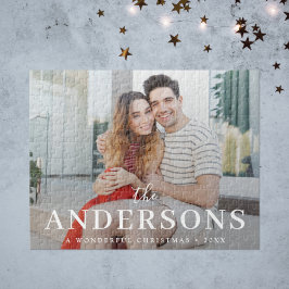Eleganter moderner Minimal | Weihnachts-Couple-Fot Puzzle
