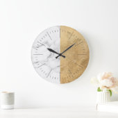 Eleganter, moderner & minimaler Gold & White Gray  Große Wanduhr (Zuhause)