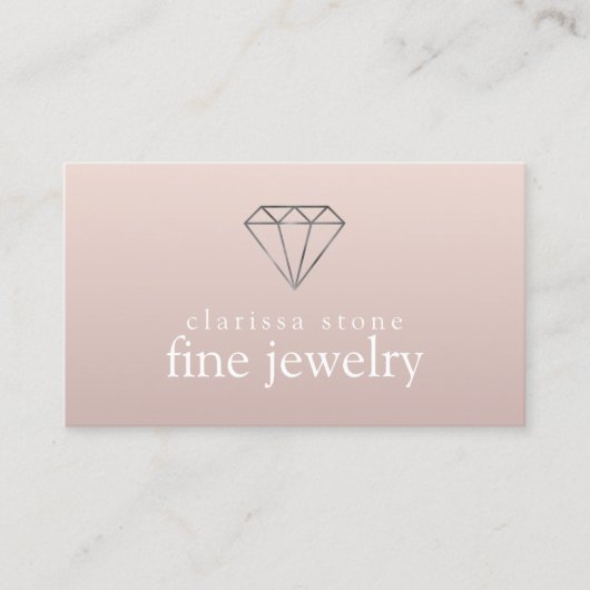 Eleganter moderner, minimaler silberner Schmuck Visitenkarte (Vorderseite)