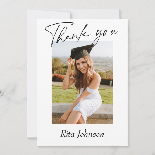 Eleganter Moderner Minimalistischer Abschluss mit Dankeskarte (Vorderseite)