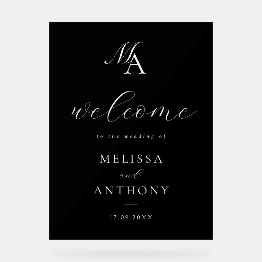 Eleganter, moderner Minimalistischer Hochzeitsempf Acrylschild (Vorderseite)