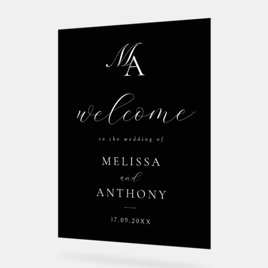Eleganter, moderner Minimalistischer Hochzeitsempf Acrylschild (Winkel)