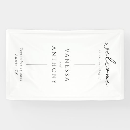 Eleganter, moderner Minimalistischer Hochzeitsempf Banner (Horizontal)