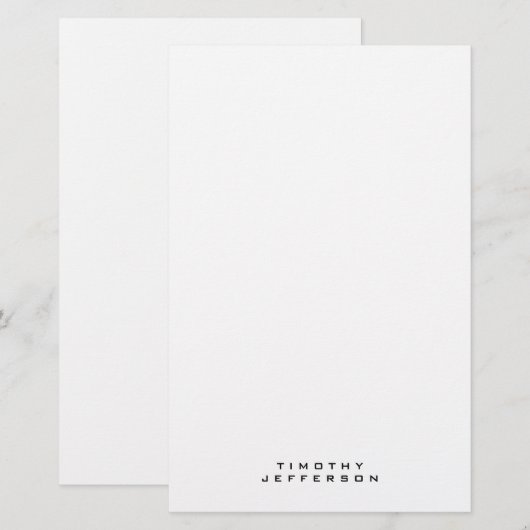 Eleganter moderner Minimalistischer Name Briefpapier (Vorne/Hinten)