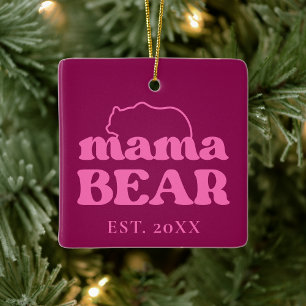Eleganter moderner minimalistischer rosa Mama-Bär Keramikornament