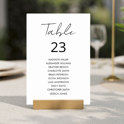 Eleganter moderner minimalistischer Sitzplan Tischnummer