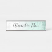 Eleganter, moderner, minzgrüner Glitzer aus weißem Schreibtischnamensplakette (Vorderseite )