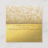 Eleganter moderner Monogram Gold Glitzer Bokeh Quadratische Visitenkarte (Rückseite)