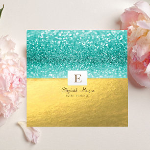 Eleganter moderner Monogram Gold Glitzer Bokeh Quadratische Visitenkarte