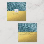 Eleganter moderner Monogram Gold Glitzer Bokeh Quadratische Visitenkarte (Vorne/Hinten)