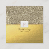 Eleganter moderner Monogram-Gold-Glitzer Quadratische Visitenkarte (Vorderseite)