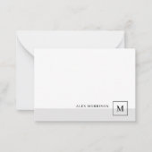 Eleganter, moderner Monogram, grauer Grenzname Mitteilungskarte (Vorderseite)