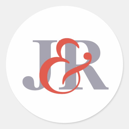 Eleganter moderner Monogram-Hochzeitsticker Runder Aufkleber (Vorderseite)