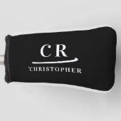 Eleganter, moderner Monogram Name Initials Black P Golf Headcover (Vorderseite)