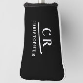 Eleganter, moderner Monogram Name Initials Black P Golf Headcover (Rotieren 90)