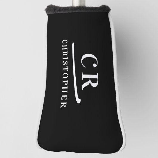 Eleganter, moderner Monogram Name Initials Black P Golf Headcover (Rotieren 90)
