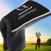 Eleganter, moderner Monogram Name Initials Black P Golf Headcover