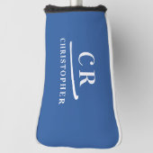 Eleganter, moderner Monogram Name Initials Blue Pu Golf Headcover (Rotieren 90)