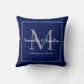 Eleganter, moderner Monogram Navy Blue Wedding Kee Kissen (Rückseite)