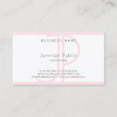 Eleganter moderner Monogram Pink White Schlicht Lu Visitenkarte (Rückseite)