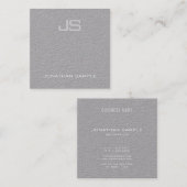 Eleganter, moderner Monogram Premium Gray Schlicht Quadratische Visitenkarte (Vorne/Hinten)