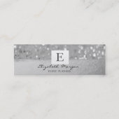 Eleganter moderner Monogram Silver Glitzer Bokeh Mini Visitenkarte (Vorderseite)
