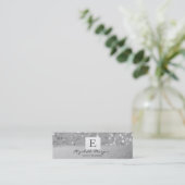 Eleganter moderner Monogram Silver Glitzer Bokeh Mini Visitenkarte (Stehend Vorderseite)
