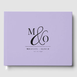 Eleganter moderner Monogram Wedding Lavender Gästebuch