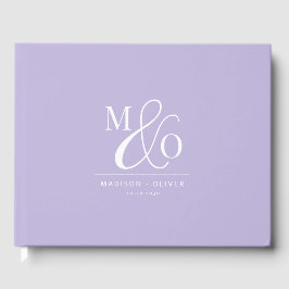 Eleganter moderner Monogram Wedding Lavender Gästebuch