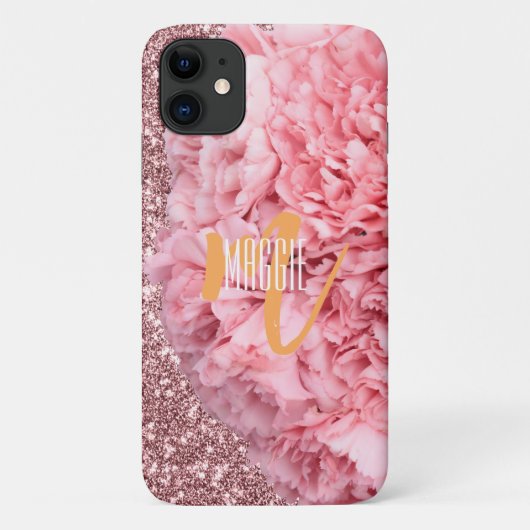 Eleganter Moderner Monogramm Rosa Rosa Glitzer Gir Case-Mate iPhone Hülle (Rückseite)