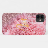Eleganter Moderner Monogramm Rosa Rosa Glitzer Gir Case-Mate iPhone Hülle (Rückseite (Horizontal))